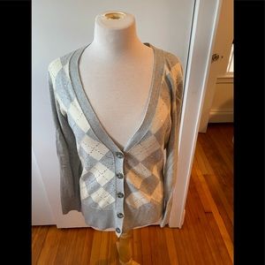Banana Republic Sparkle gray argyle cardigan M